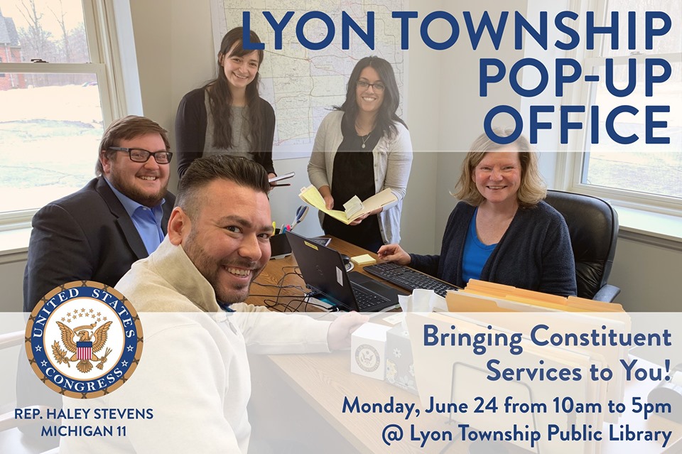 June 24 Lyon Township PopUp Office Congresswoman Haley Stevens